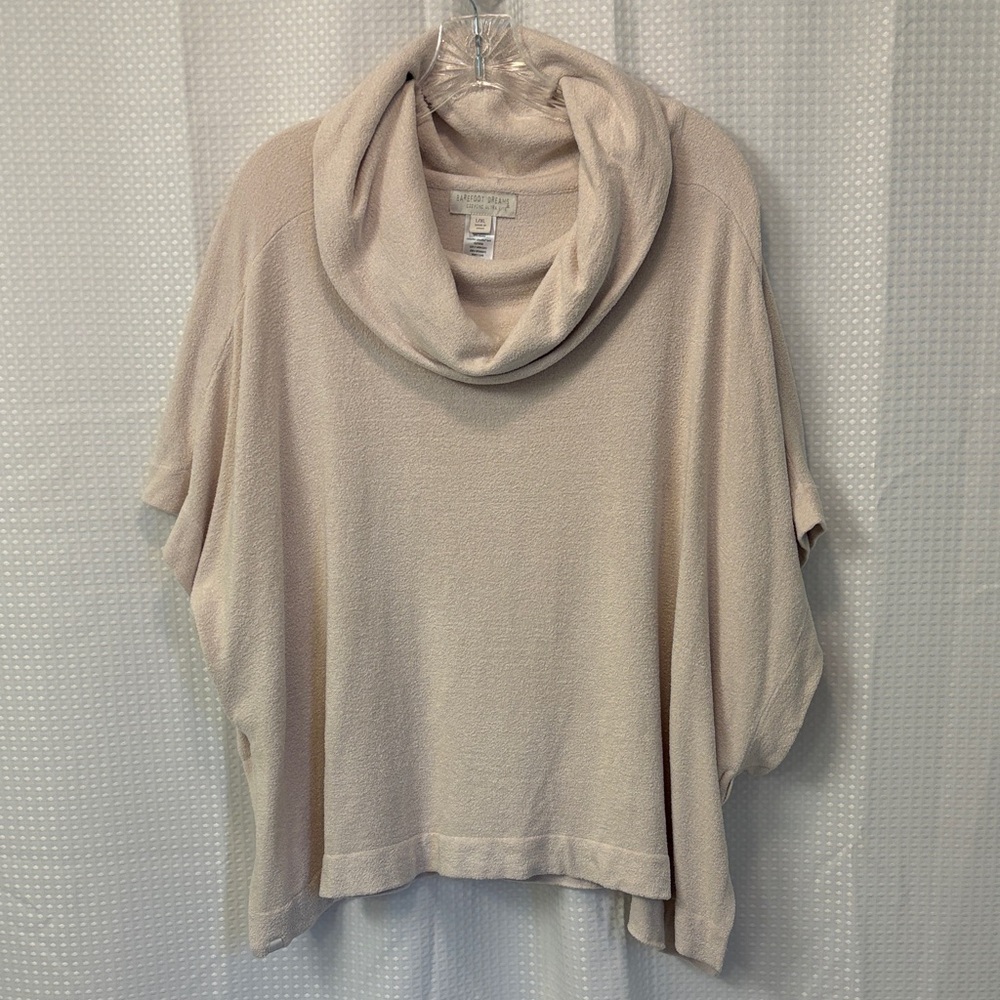 Barefoot Dreams Cozy Chic Cowl Neck Poncho ~ Size L/XL ~ Cream/Beige